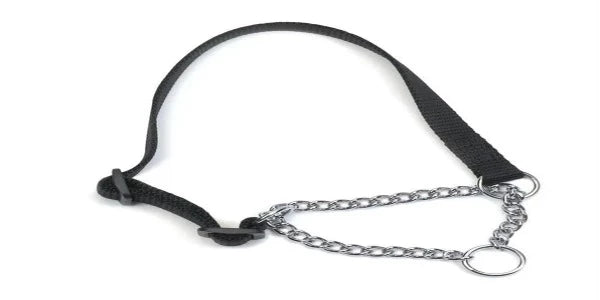 Heritage Nyl & Chain Check Collar Black