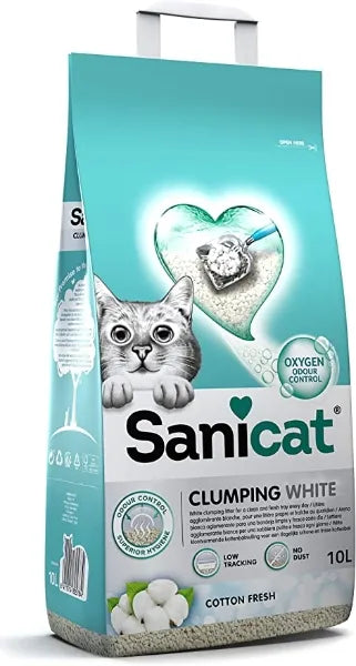 Sanicat Clumping White Cotton Fresh Cat Litter 10l