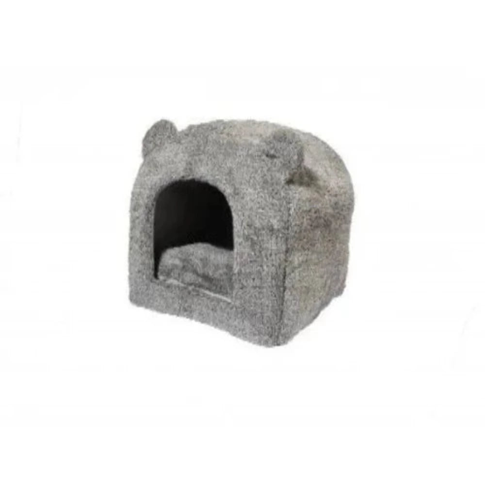 40 Winks Cat Hooded Bed Grey Teddy Bear 38x38cm