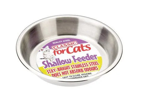 Classic S/Steel Shallow Cat Dish 500ml (155mm Dia)