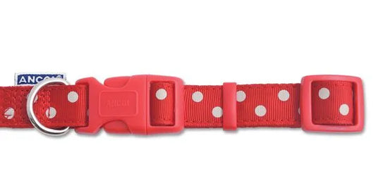 Fashion Nylon Adj Collar Vintage Polka Red 20-30cm
