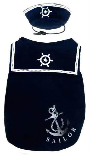 Happy Pup Sailor Shirt With Hat Navy Blue