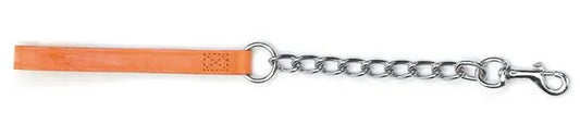 Heritage Chain Lead With Leather Handle Xheavy Tan 50cm