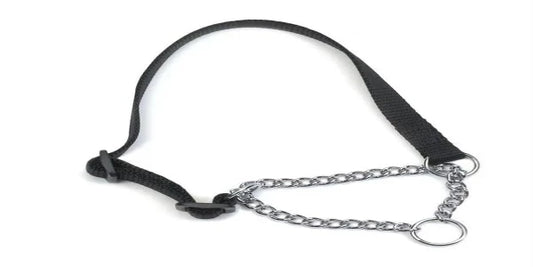 Heritage Nyl & Chain Check Collar Black