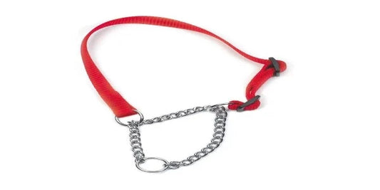Heritage Nyl & Chain Check Collar Red