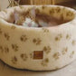 Paw Print Cream Cat Cosy Bed Sml 42cm