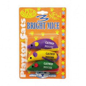 Three Bright Mice Cat Toy With Cat Nip